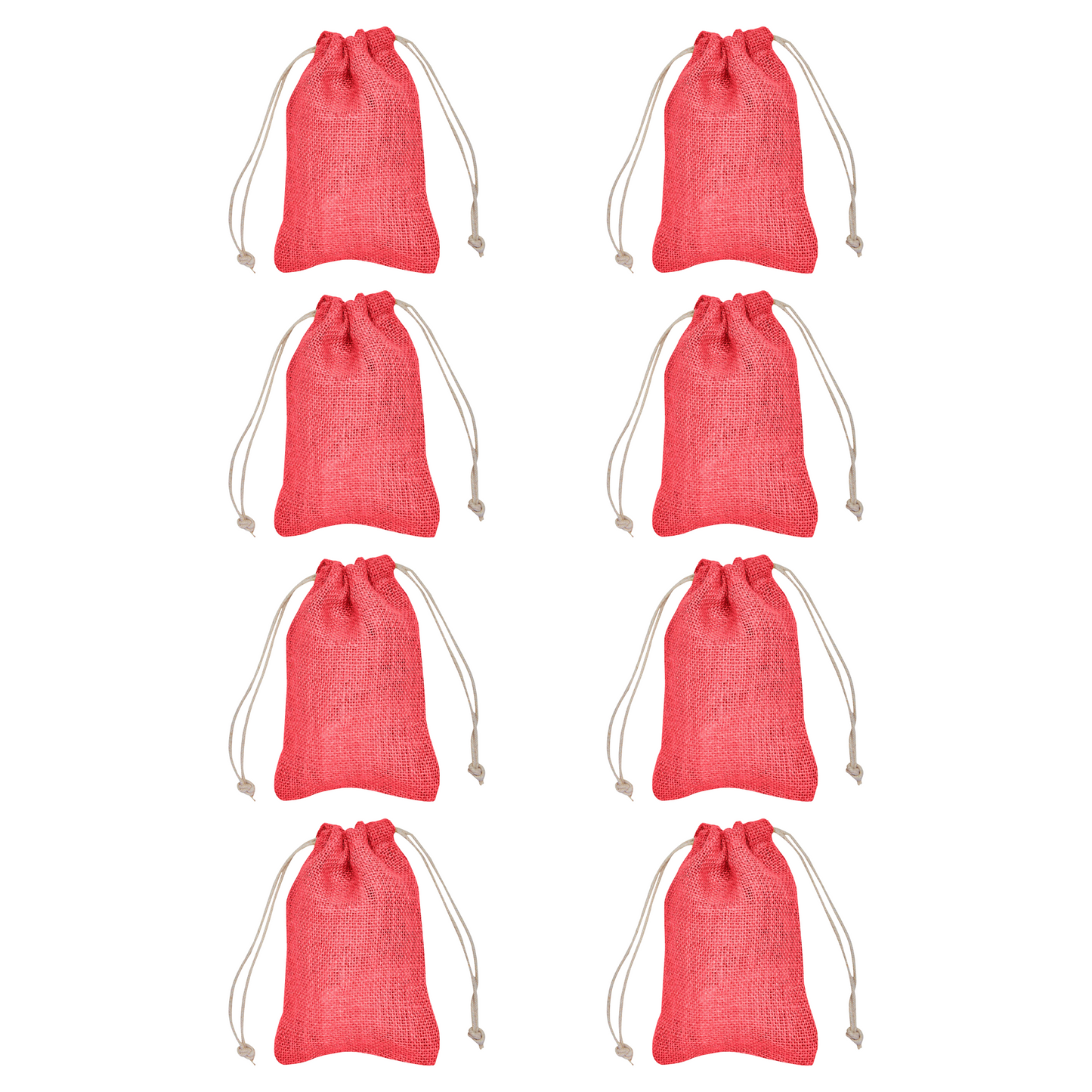 Coloured  Burlap Gift Bags Jute Drawstring Pouches for Weddings, Christmas, New Year, Parties, and Birthday Gifts (8-Pack )