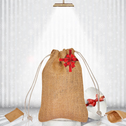 Natural Burlap Gift Bags – Reusable Jute Pouches for Weddings, Christmas, New Year, Parties, and Birthday Gifts (12-Pcs)