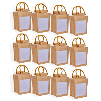Natural Burlap Gift Bags, – Favour Bags for Weddings, Christmas, New Year, Parties, Birthday Gifts (Set of 12 )