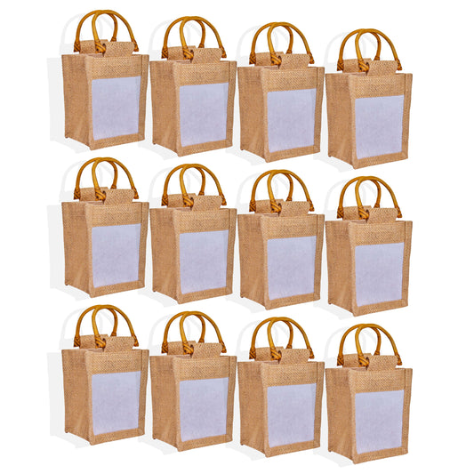 Natural Burlap Gift Bags, – Favour Bags for Weddings, Christmas, New Year, Parties, Birthday Gifts (Set of 12 )