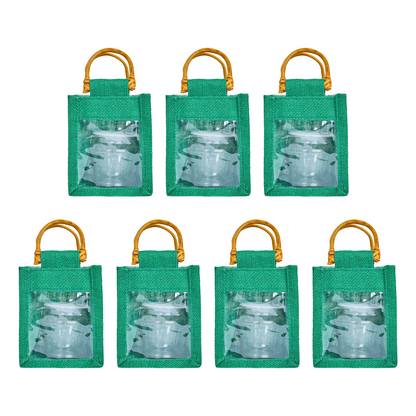 Burlap Gift Bags  – Natural Jute Pouches for Wedding, Christmas, New Year, Parties, Birthday Gifts (Packs of 7)