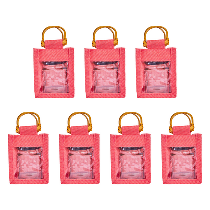 Burlap Gift Bags  – Natural Jute Pouches for Wedding, Christmas, New Year, Parties, Birthday Gifts (Packs of 7)