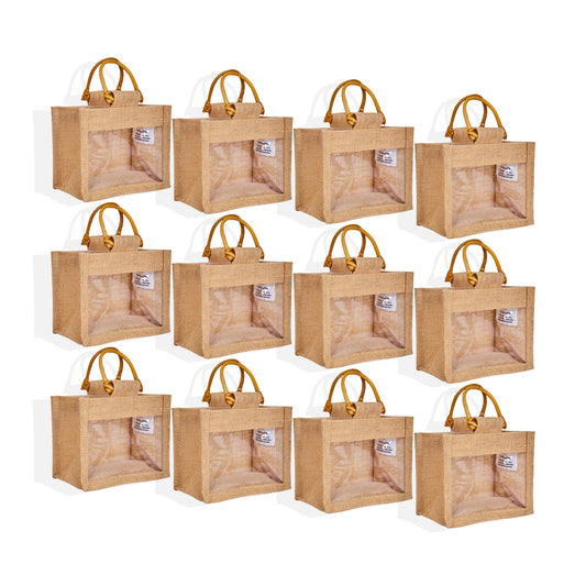 Reusable Jute Burlap Gift Bags  for wedding, bridesmaids gifts,party favors, DIY projects (Packs of 12 )