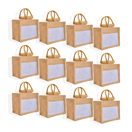 Jute Burlap Gift Bags – Reusable Favour Pouches for Weddings, Bridesmaid Gift & Party Gifting (Packs of 12)