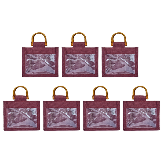 Eco-Friendly & Reusable Jute Gift Bags – Burlap Pouches for Bridesmaids, Wedding Gifts, DIY Favors (7 Pcs )