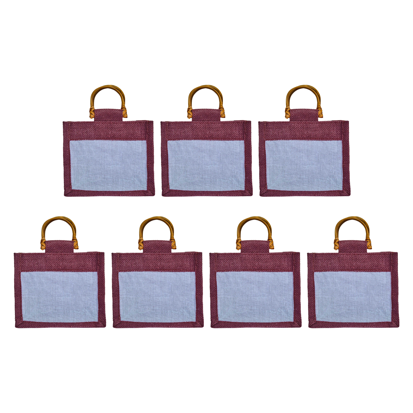 Coloured Jute Gift Bags with Organza Burlap Pouches for Wedding Favors, Party  & Gift (Packs of 7 )