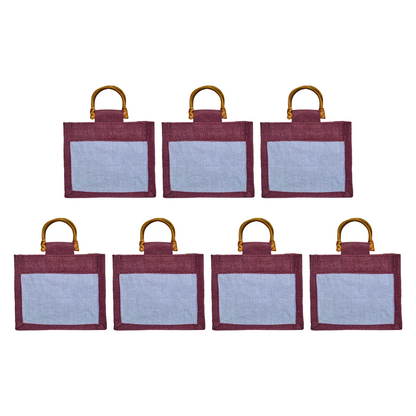 Coloured Jute Gift Bags with Organza Burlap Pouches for Wedding Favors, Party  & Gift (Packs of 7 )