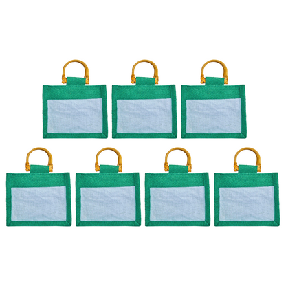 Coloured Jute Gift Bags with Organza Burlap Pouches for Wedding Favors, Party  & Gift (Packs of 7 )