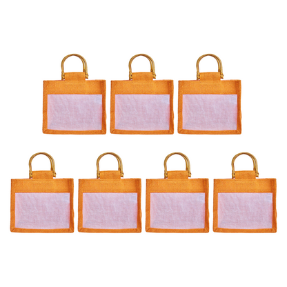 Coloured Jute Gift Bags with Organza Burlap Pouches for Wedding Favors, Party  & Gift (Packs of 7 )