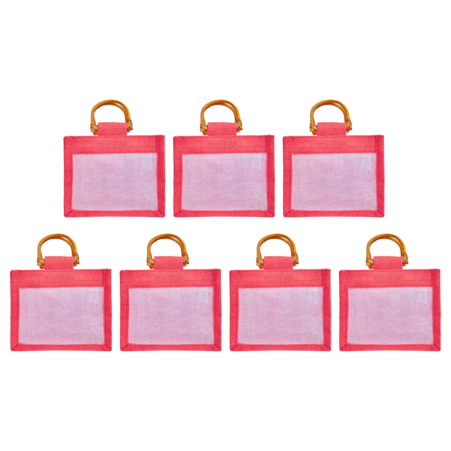 Coloured Jute Gift Bags with Organza Burlap Pouches for Wedding Favors, Party  & Gift (Packs of 7 )