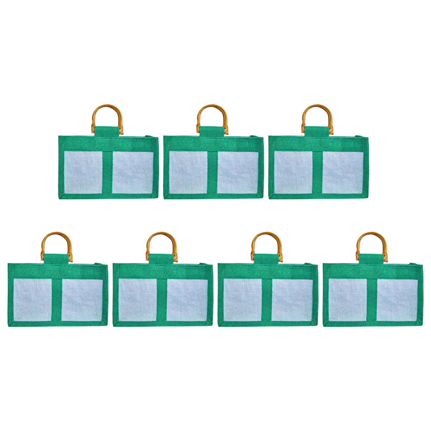 Coloured Jute Gift Bags with Organza Panels –Pouches for Weddings, Birthdays, Christmas, New Year (7 Pcs)