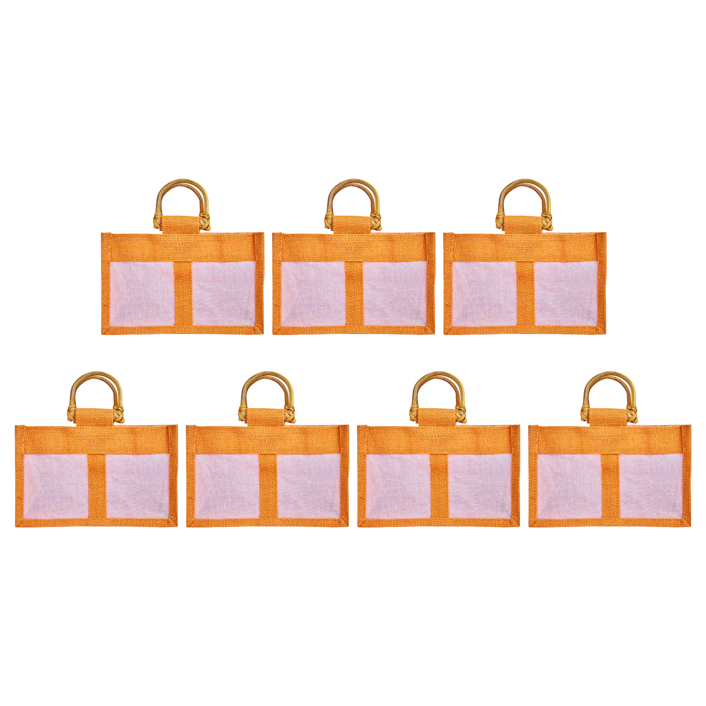 Coloured Jute Gift Bags with Organza Panels –Pouches for Weddings, Birthdays, Christmas, New Year (7 Pcs)