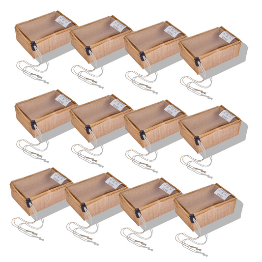 Jute Burlap Gift Bags with Drawstring & PVC Window, Reusable Weddings, Bridesmaid Gifts, Party Favors, Storage (Pack of 12)