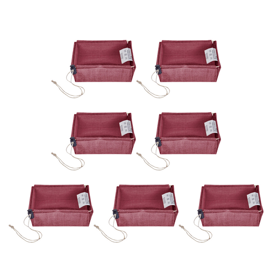 Coloured  Jute Gift Boxes with Drawstring & PVC Window – Burlap Baskets for Weddings, Events & Gifting (7 Pcs)