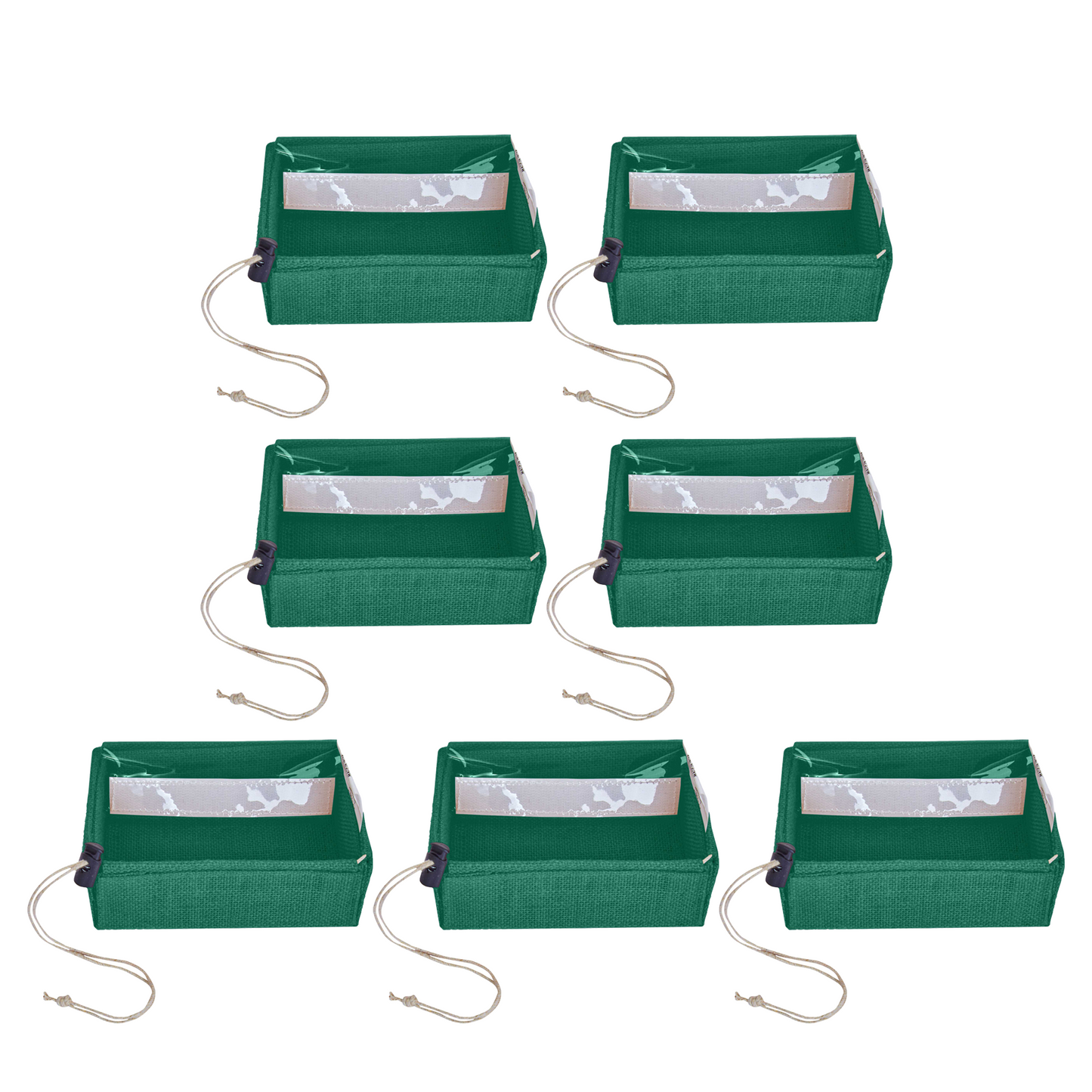 Coloured  Jute Gift Boxes with Drawstring & PVC Window – Burlap Baskets for Weddings, Events & Gifting (7 Pcs)