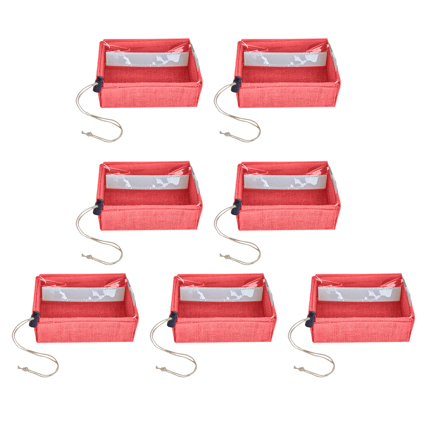 Coloured  Jute Gift Boxes with Drawstring & PVC Window – Burlap Baskets for Weddings, Events & Gifting (7 Pcs)