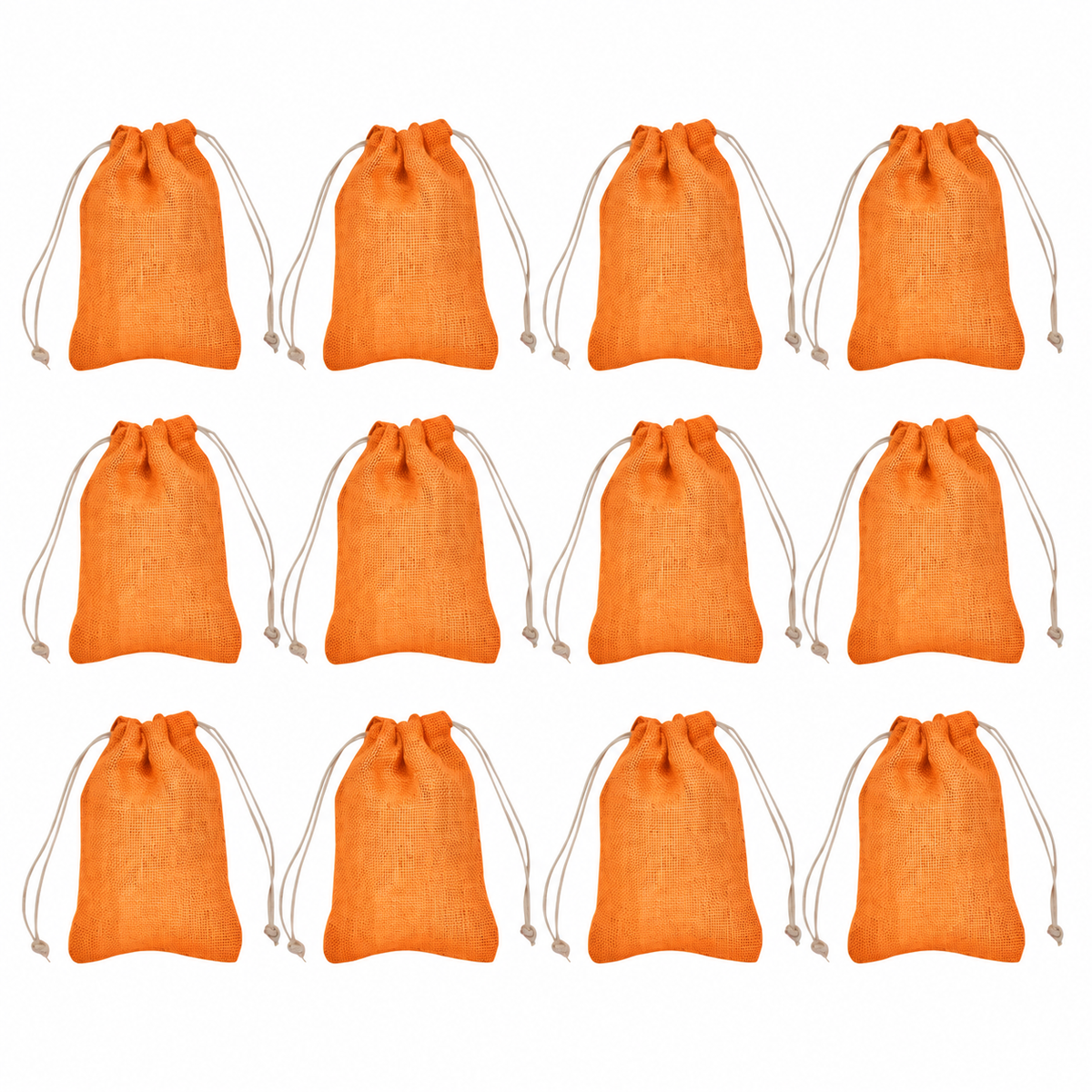12 Pack 7.08 x 4.72 Inch Jucobee Jute Gift Bags, Reusable Burlap Pouches in Deep Red, Pink, Green and Orange for Gifting and Storage