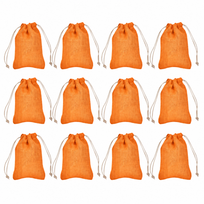 12 Pack 7.08 x 4.72 Inch Jucobee Jute Gift Bags, Reusable Burlap Pouches in Deep Red, Pink, Green and Orange for Gifting and Storage
