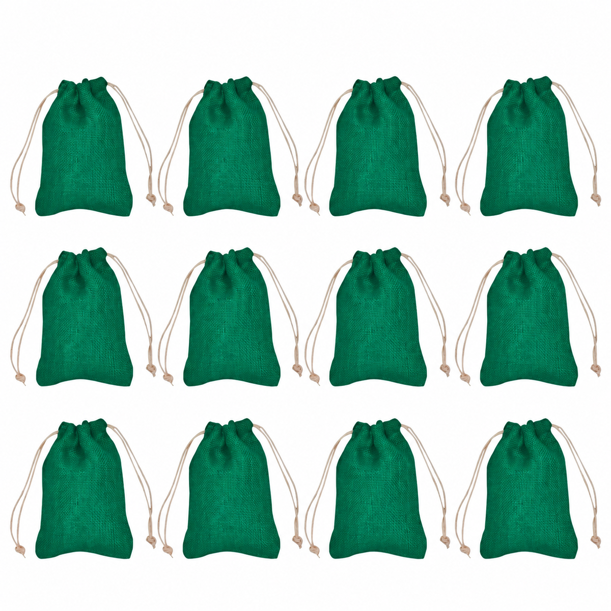 12 Pack 7.08 x 4.72 Inch Jucobee Jute Gift Bags, Reusable Burlap Pouches in Deep Red, Pink, Green and Orange for Gifting and Storage