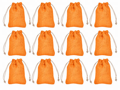 12 Pack 9.05 x 6.69 Inch Jucobee Jute Gift Bags, Drawstring Pouches in Deep Red, Pink, Green, Orange for Jewelry, Crafts and Gifting