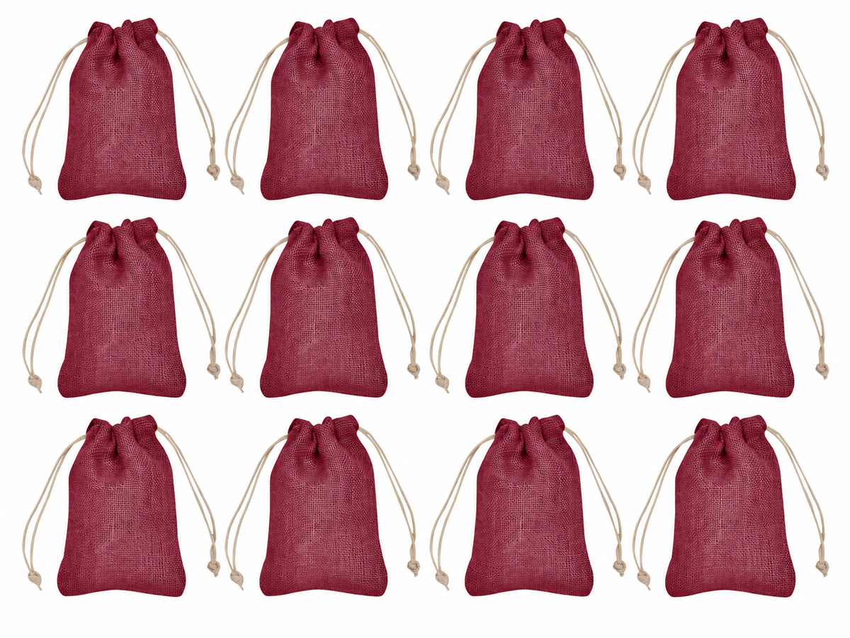 12 Pack 7.87 x 5.9 Inch Jucobee Jute Gift Bags, Multicolour Drawstring Pouches for Jewelry, Crafts, Gifting and Everyday Storage