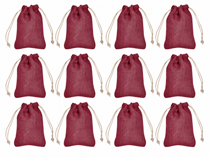 12 Pack 7.87 x 5.9 Inch Jucobee Jute Gift Bags, Multicolour Drawstring Pouches for Jewelry, Crafts, Gifting and Everyday Storage