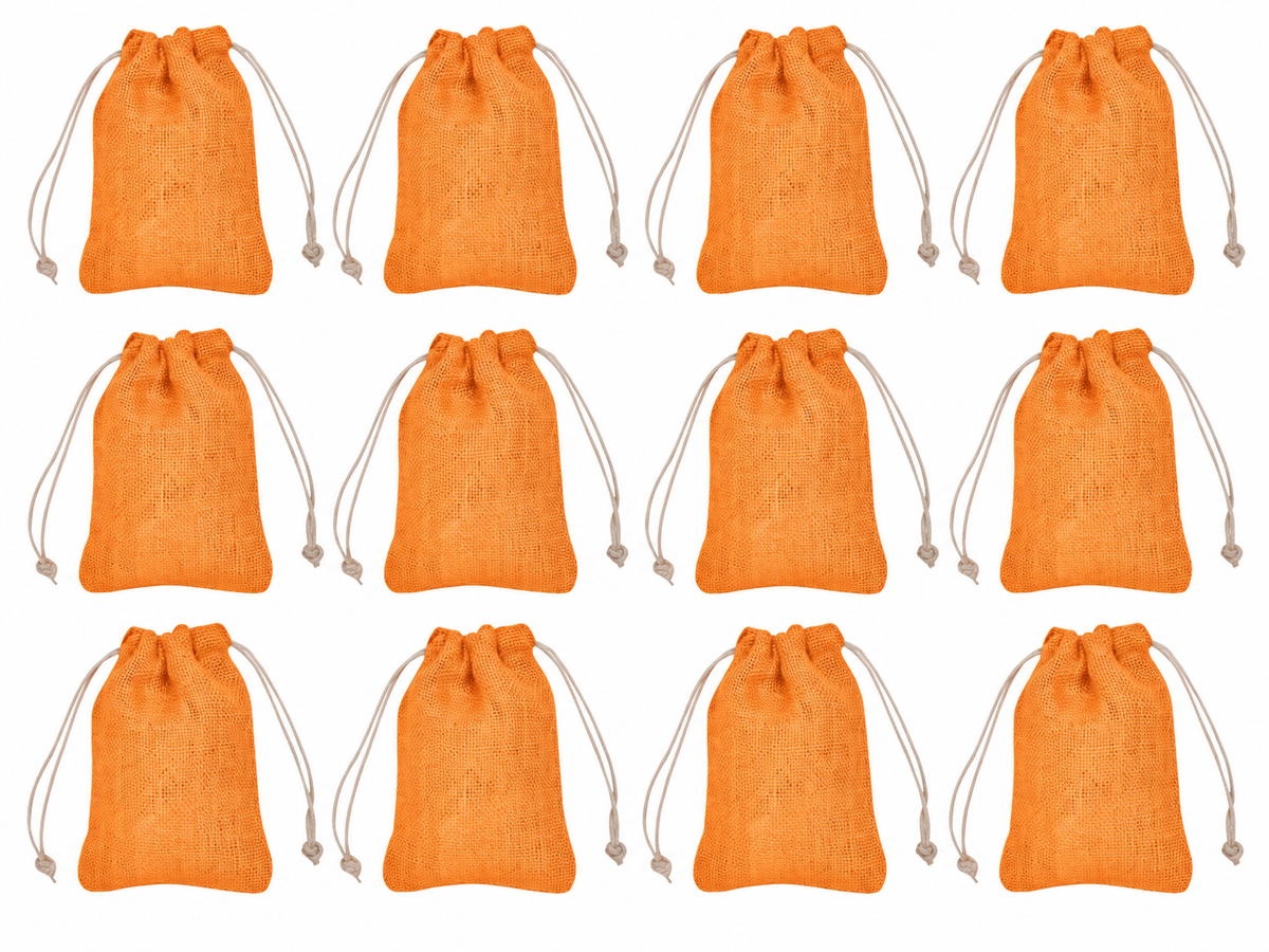 12 Pack 7.87 x 5.9 Inch Jucobee Jute Gift Bags, Multicolour Drawstring Pouches for Jewelry, Crafts, Gifting and Everyday Storage