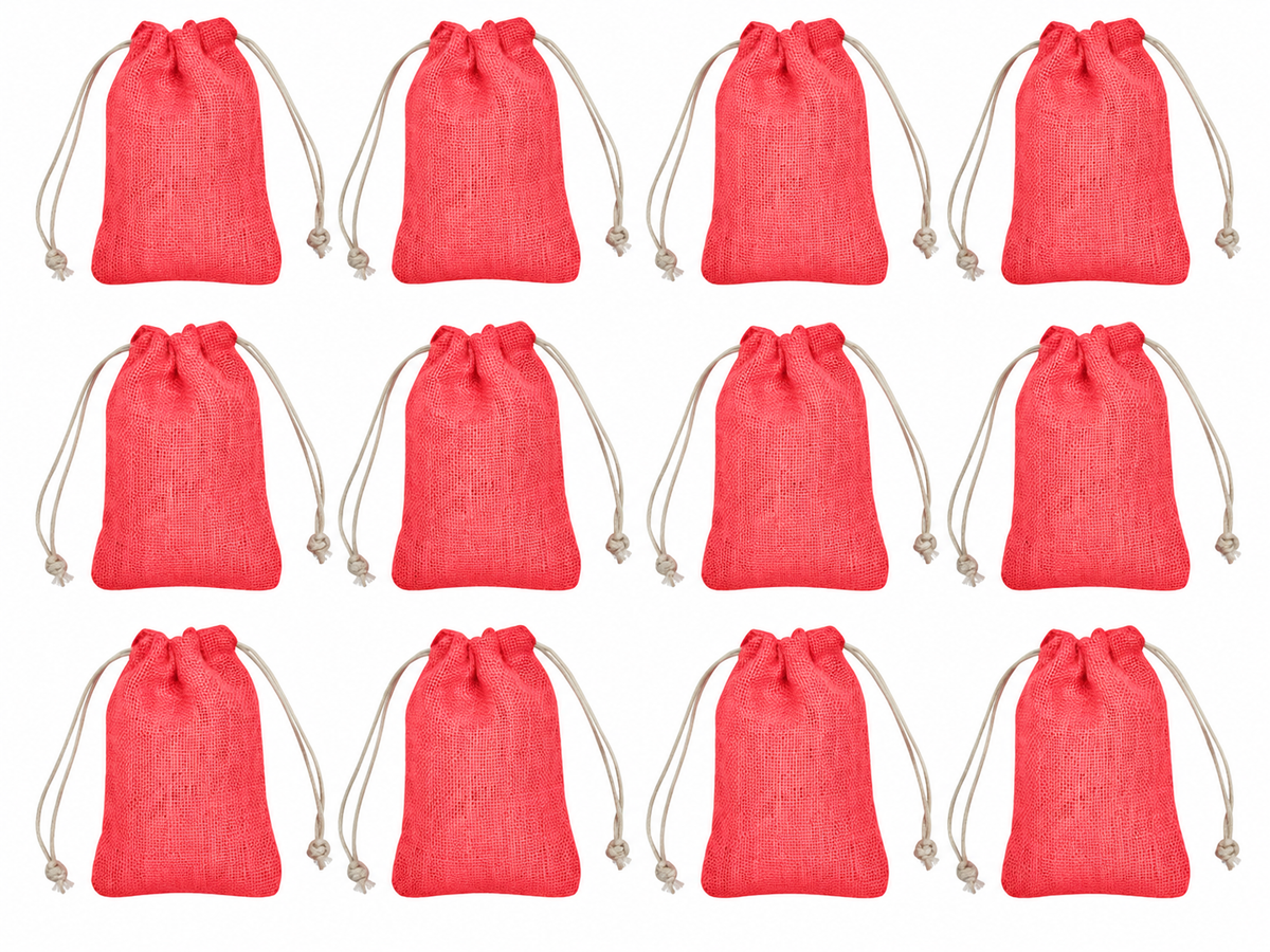 12 Pack 7.87 x 5.9 Inch Jucobee Jute Gift Bags, Multicolour Drawstring Pouches for Jewelry, Crafts, Gifting and Everyday Storage