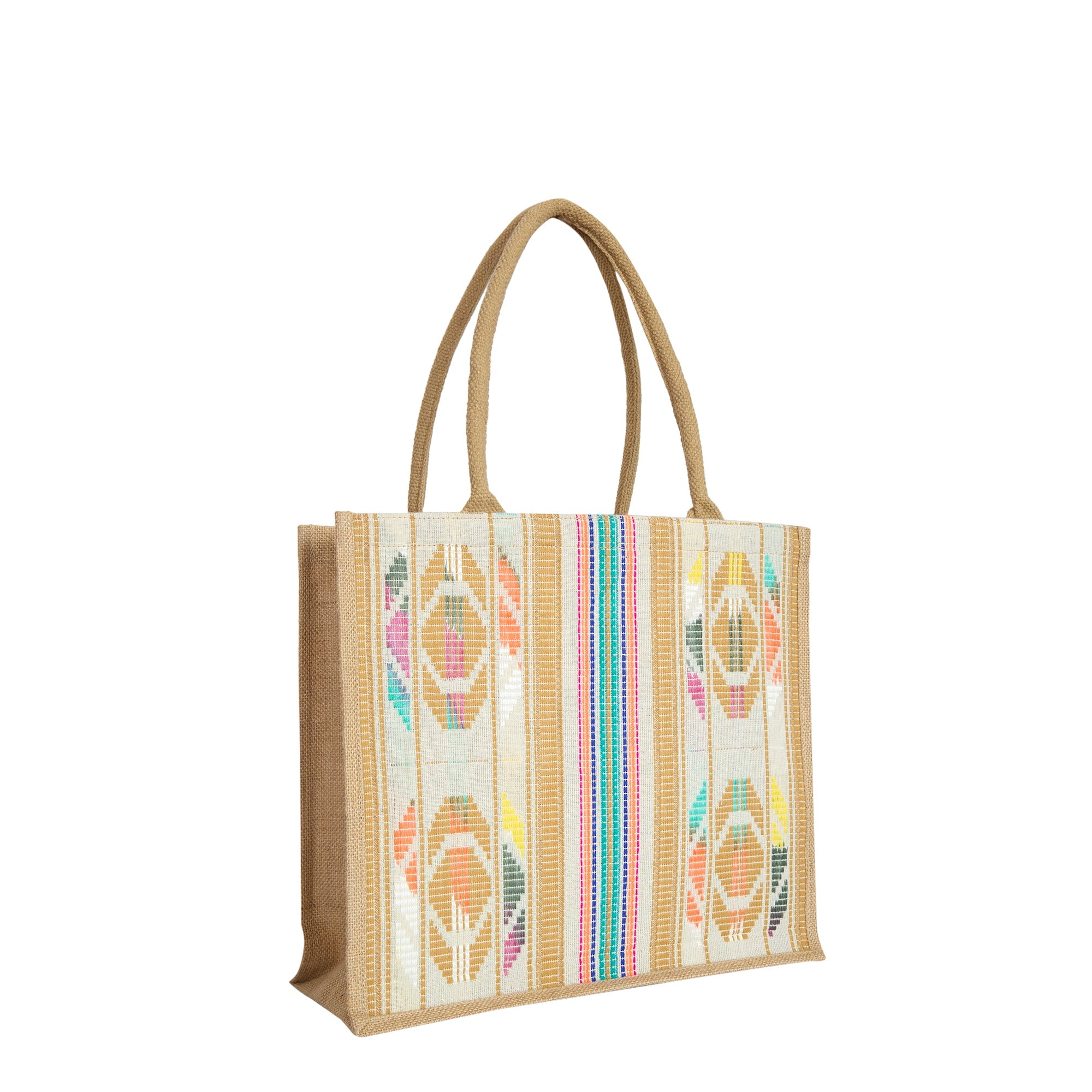 Wholesale Natural Jute Jacquard Tote Bag for USA and Canada