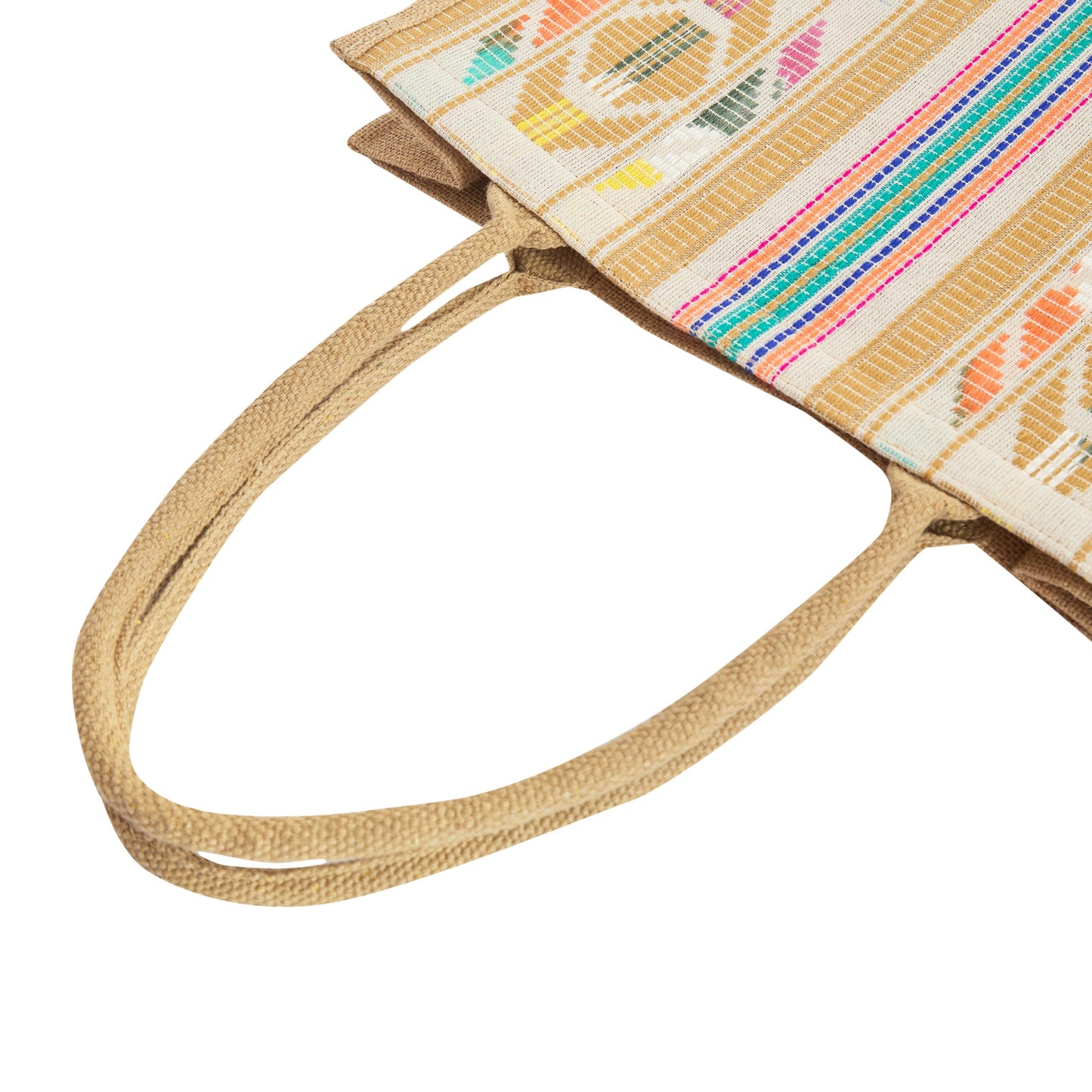 Wholesale Natural Jute with Jacquard fabric Shoulder Tote Bag for Everyday