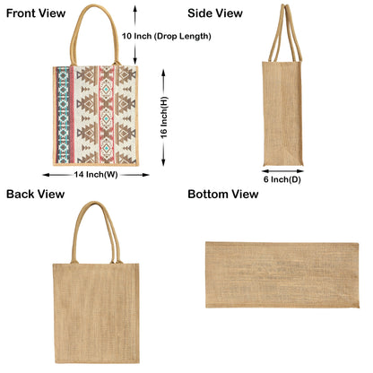Premium Natural Reusable Jute Shopping Tote Bag - Groceries, Gifting, Travel, Christmas & Beach Trips.