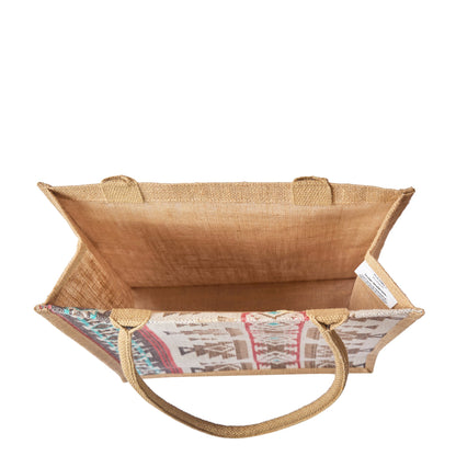 Premium Natural Reusable Jute Shopping Tote Bag - Groceries, Gifting, Travel, Christmas & Beach Trips.