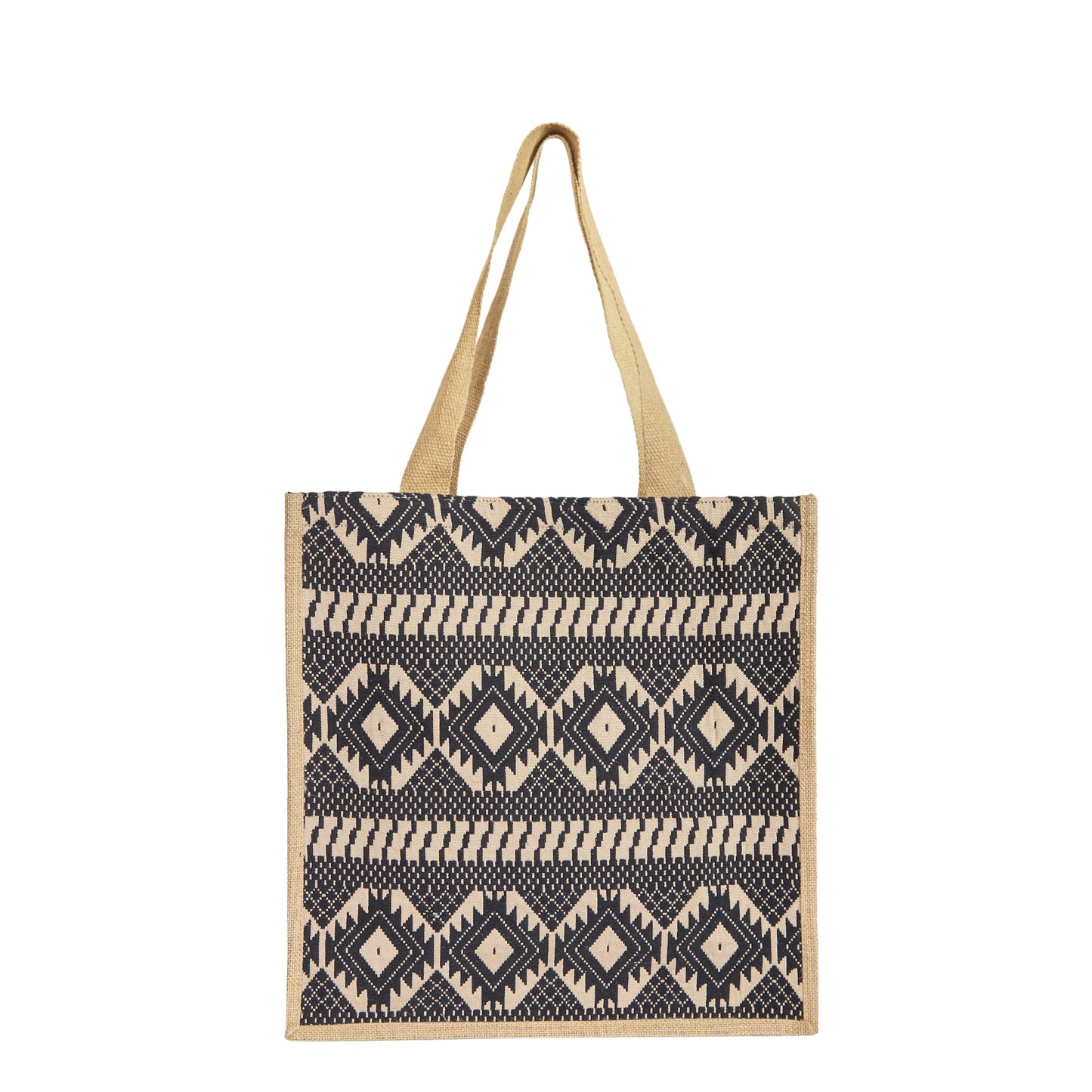 Natural Jute Tote Bag with Jacquard Fabric – Eco-Friendly Bag for Groceries, Gifts, Travel, Holidays, and Beach Trips