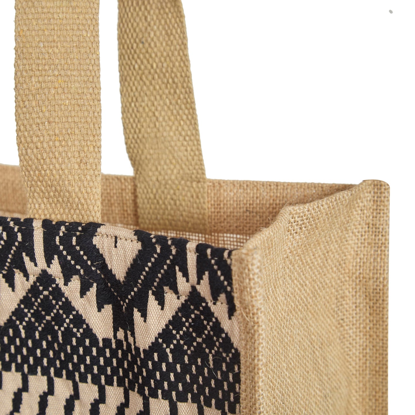 Natural Jute Tote Bag with Jacquard Fabric – Eco-Friendly Bag for Groceries, Gifts, Travel, Holidays, and Beach Trips