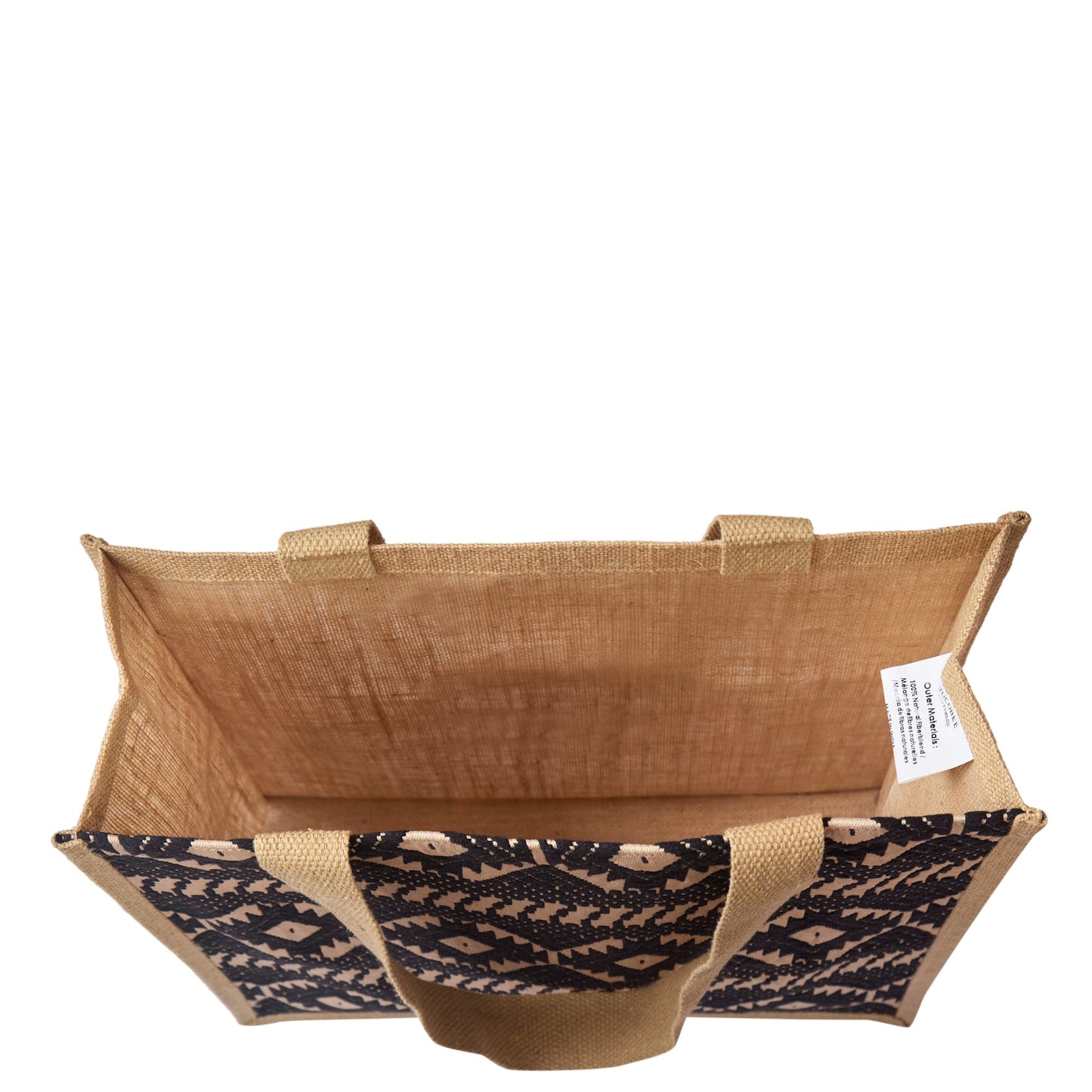 Natural Jute Tote Bag with Jacquard Fabric – Eco-Friendly Bag for Groceries, Gifts, Travel, Holidays, and Beach Trips