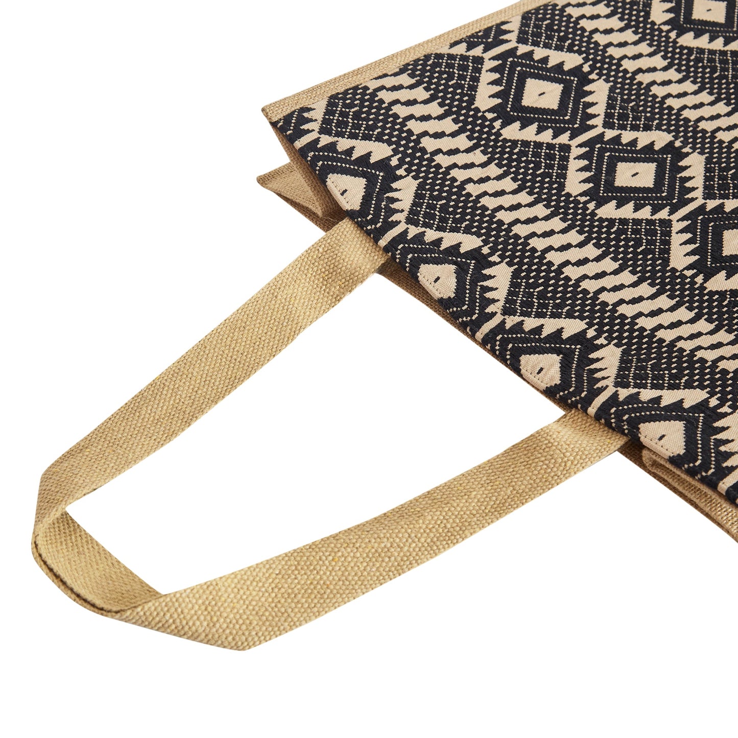 Natural Jute Tote Bag with Jacquard Fabric – Eco-Friendly Bag for Groceries, Gifts, Travel, Holidays, and Beach Trips