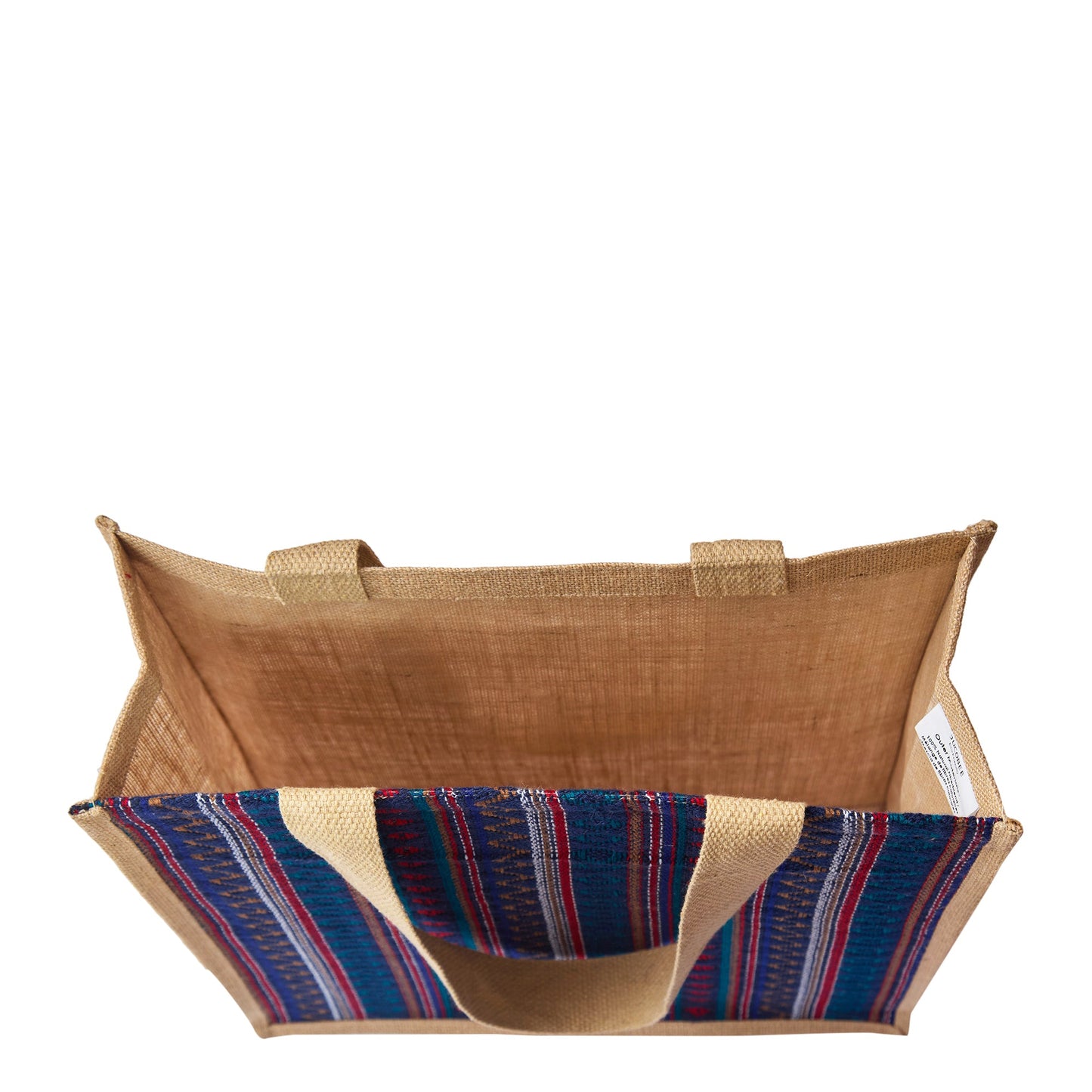 Natural Jute Tote Bag with Purple Jacquard Fabric – Eco-Friendly Bag for Shopping, Gifting, Travel, Holidays, and Beach Days