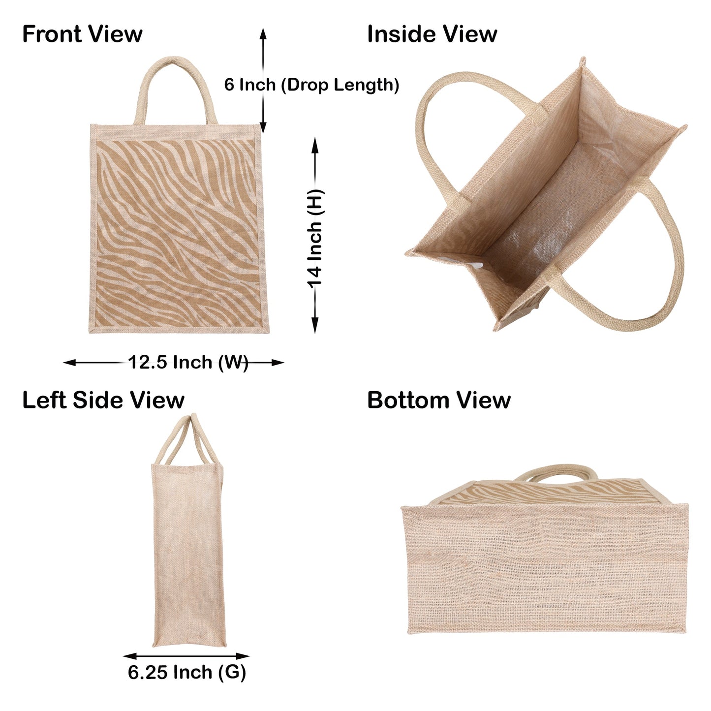 Printed Jute Bag Burlap Tote Bag for Bridesmaid Gift Travel Shopping Wedding Favor Return Gifts Christmas New Year (Packs of 5)