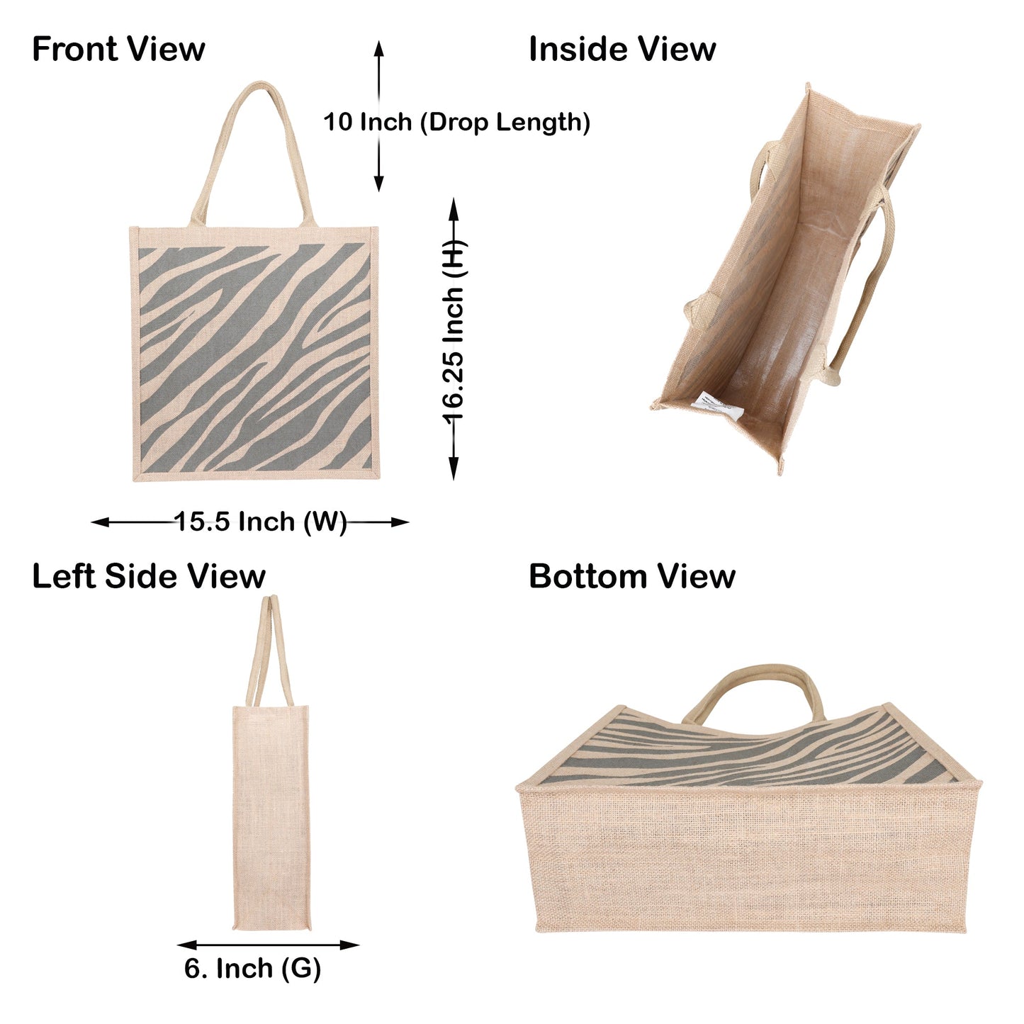 Printed Jute Bag Burlap Tote Bag for Bridesmaid Gift Travel Shopping Wedding Favor Return Gifts Christmas New Year (Packs of 5)