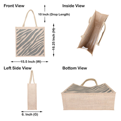 Printed Natural Jute Tote Bag – Eco-Friendly Reusable Shopping, Grocery, Travel & Beach Bag for Women