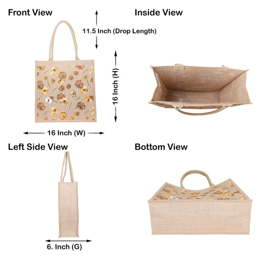 Printed Jute Bag Burlap Tote Bag for Bridesmaid Gift Travel Shopping Wedding Favor Return Gifts Christmas New Year (Packs of 5)