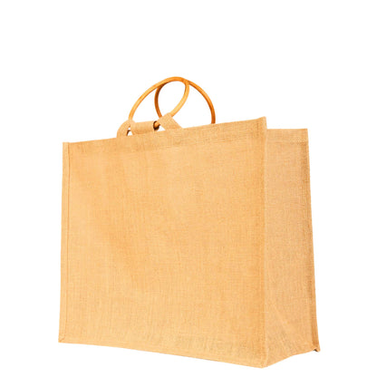 Reusable Jute Tote Bags with Cane Handles – Durable Totes for Shopping, Groceries (Set of 8)
