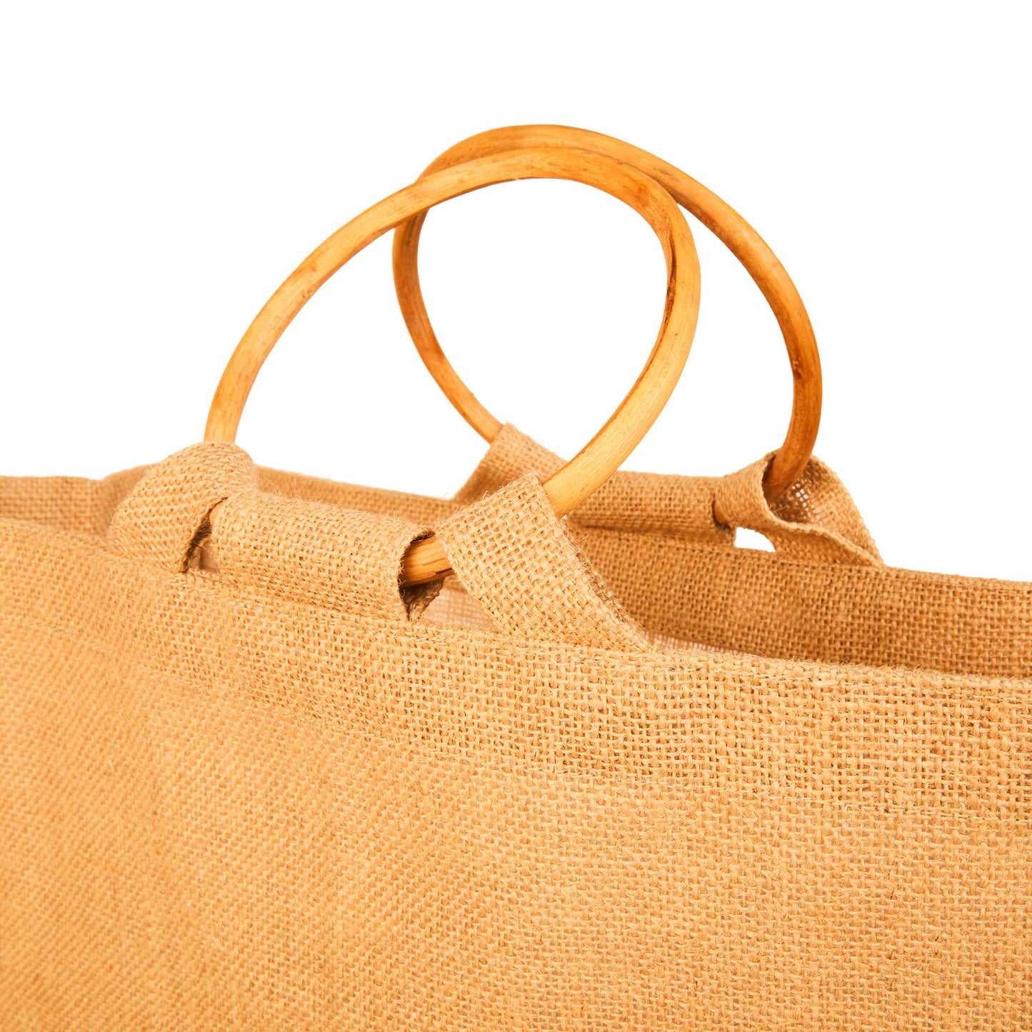 Reusable Jute Tote Bags with Cane Handles – Durable Totes for Shopping, Groceries (Set of 8)
