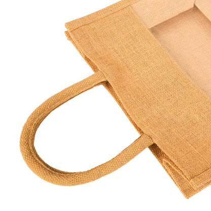 Jute Tote Bags with PVC Window – Wholesale Reusable Bags for Weddings, Christmas Parties & Special Occasions (Set of 8)
