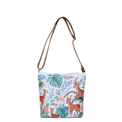 Deer Hand Printed Vegan Leather Crossbody Bag – Wholesale Stylish Sling & Shoulder Purse for Women