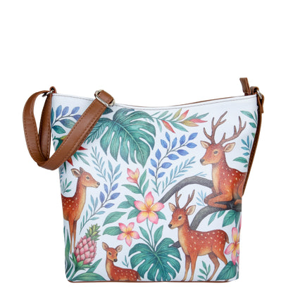 Deer Hand Printed Vegan Leather Crossbody Bag – Wholesale Stylish Sling & Shoulder Purse for Women