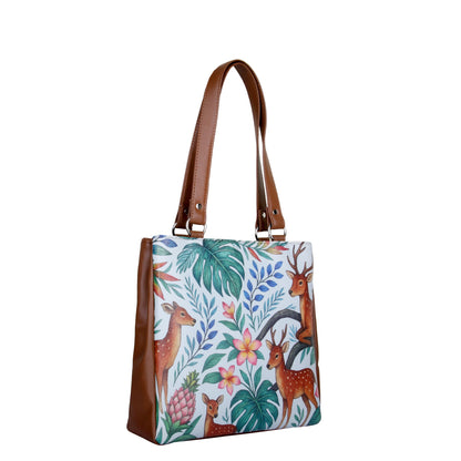 Women’s Printed Leather Tote Shoulder Bag – Multi-Compartment Handbag for Daily Use, Work & Travel