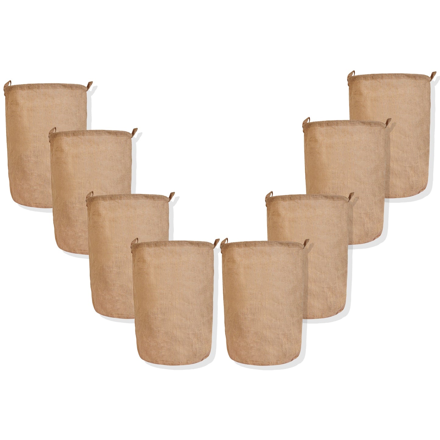 Folding Jute Storage Hampers – Laundry Storage Basket with Handles for Living Room – Blankets, Storing Toys, Books (Set of 8)