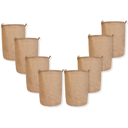 Folding Jute Storage Hampers – Laundry Storage Basket with Handles for Living Room – Blankets, Storing Toys, Books (Set of 8)