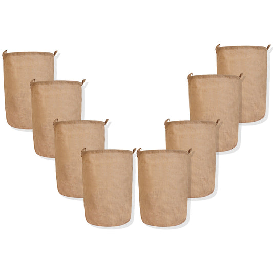 Folding Jute Storage Hampers – Laundry Storage Basket with Handles for Living Room – Blankets, Storing Toys, Books (Set of 8)